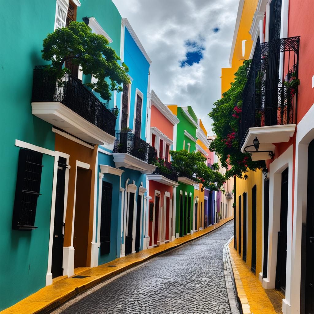 Colorful Shops in Old San Juan, Abstract Art