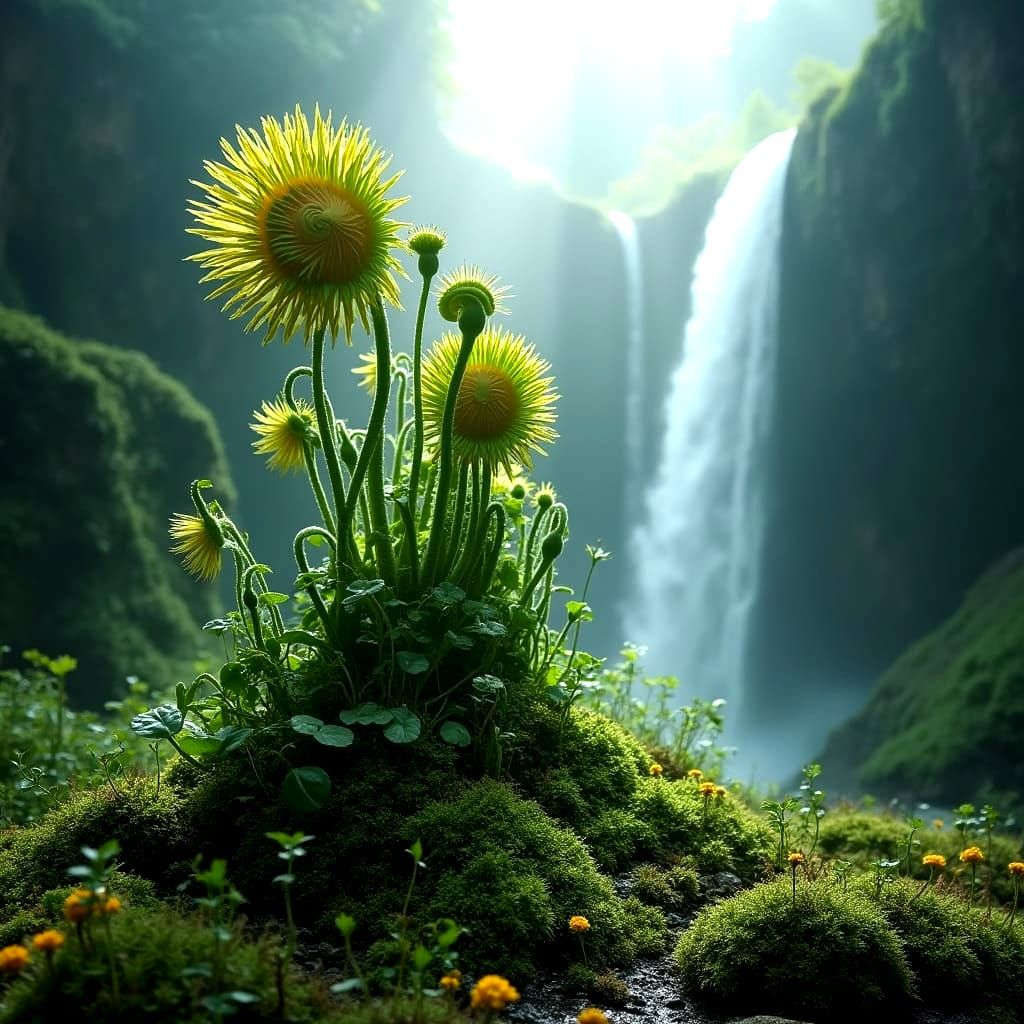 Galactic Sunflowers in a Whimsical Stormscape