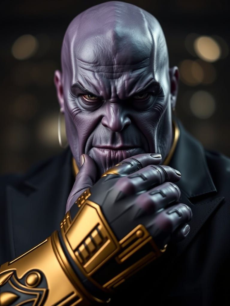Thanos as Dark Knight, Intense Close-up Portrait