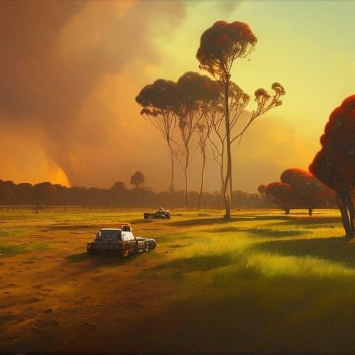 Australian Landscape: Impressionistic Oil Painting