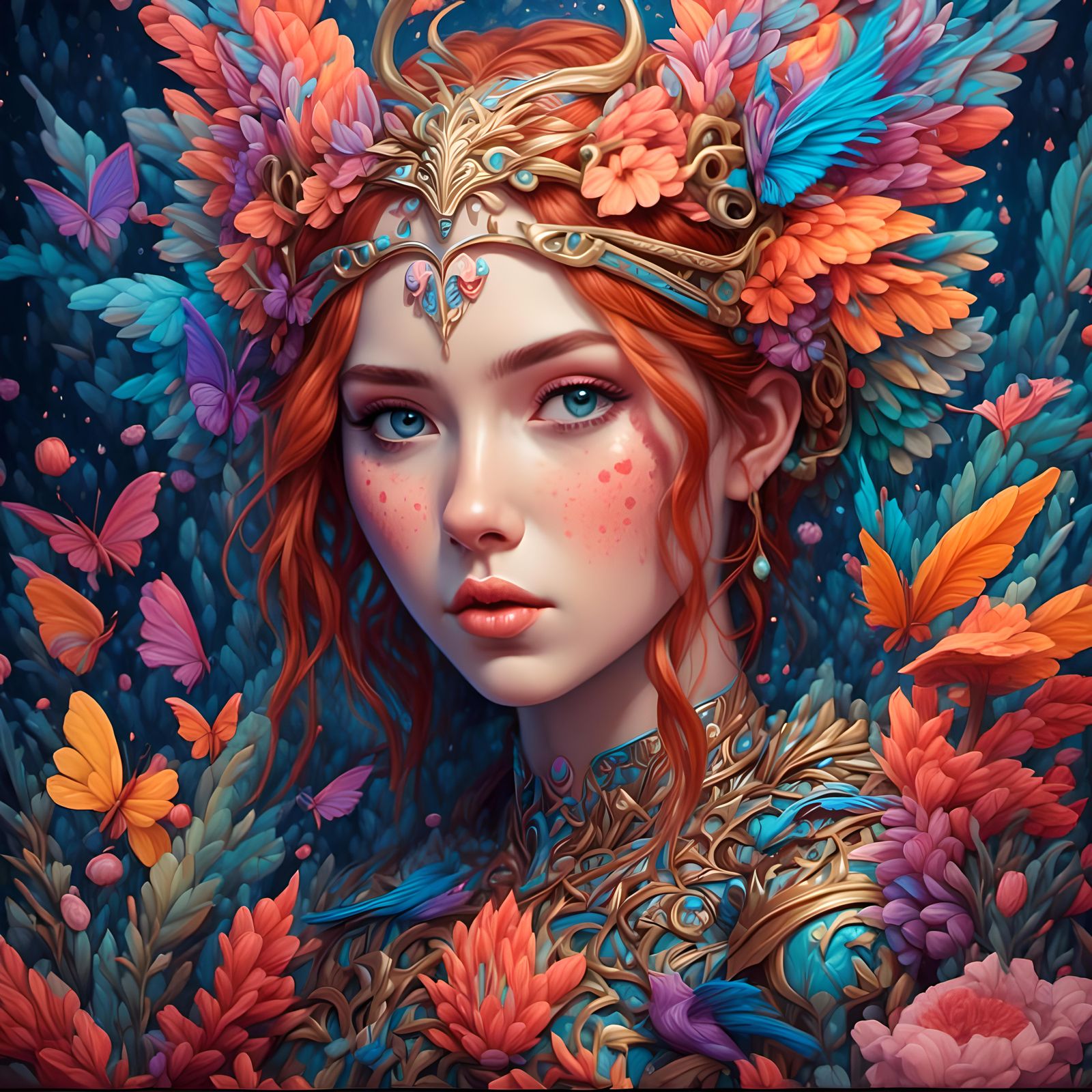 Colorful Fantasy Painting: Intricate Adorable Artwork