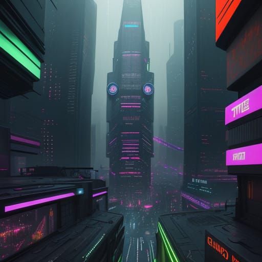 Cyberpunk Metropolis in 3025: Humans Under AI Rule