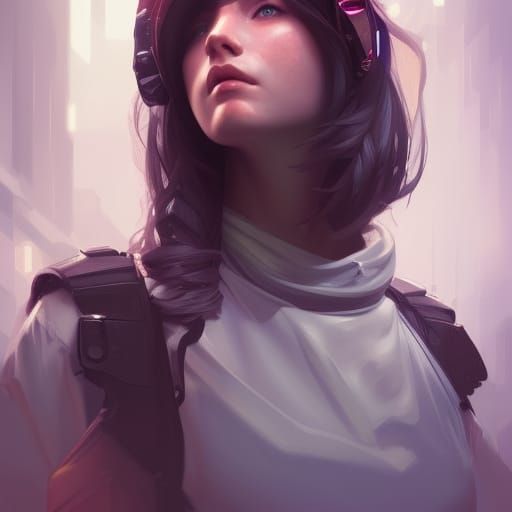 Hacker Girl Portrait in Hyperdetailed Digital Art Style