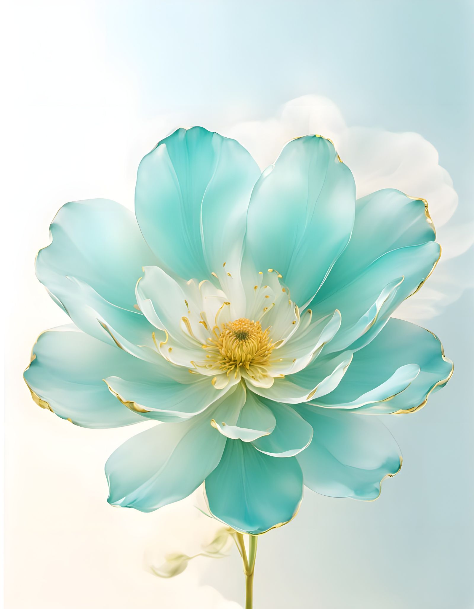 Ethereal Aqua Flower Blooms in Soft Focus