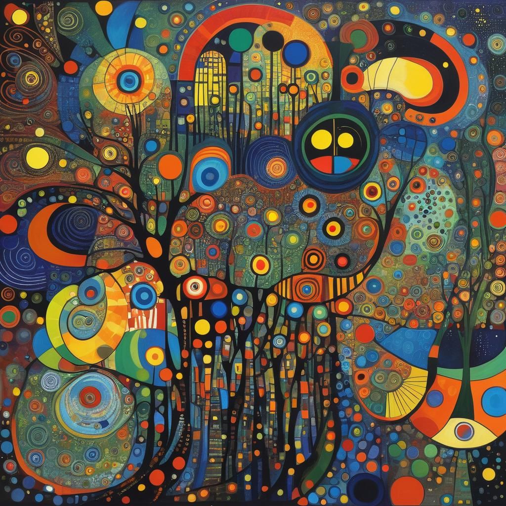 Vibrant Pop Art Landscape Inspired by Hundertwasser