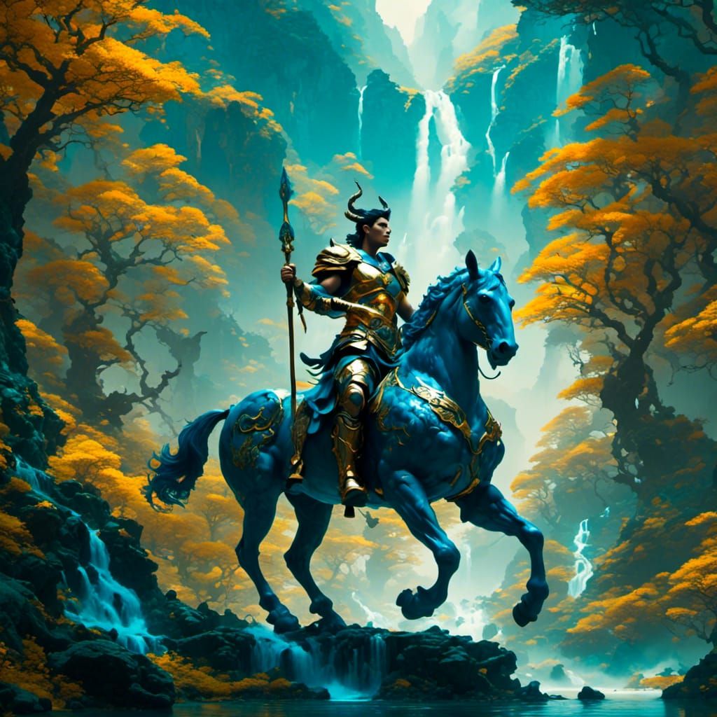 Armored Centaur in Mystical Forest Concept Art