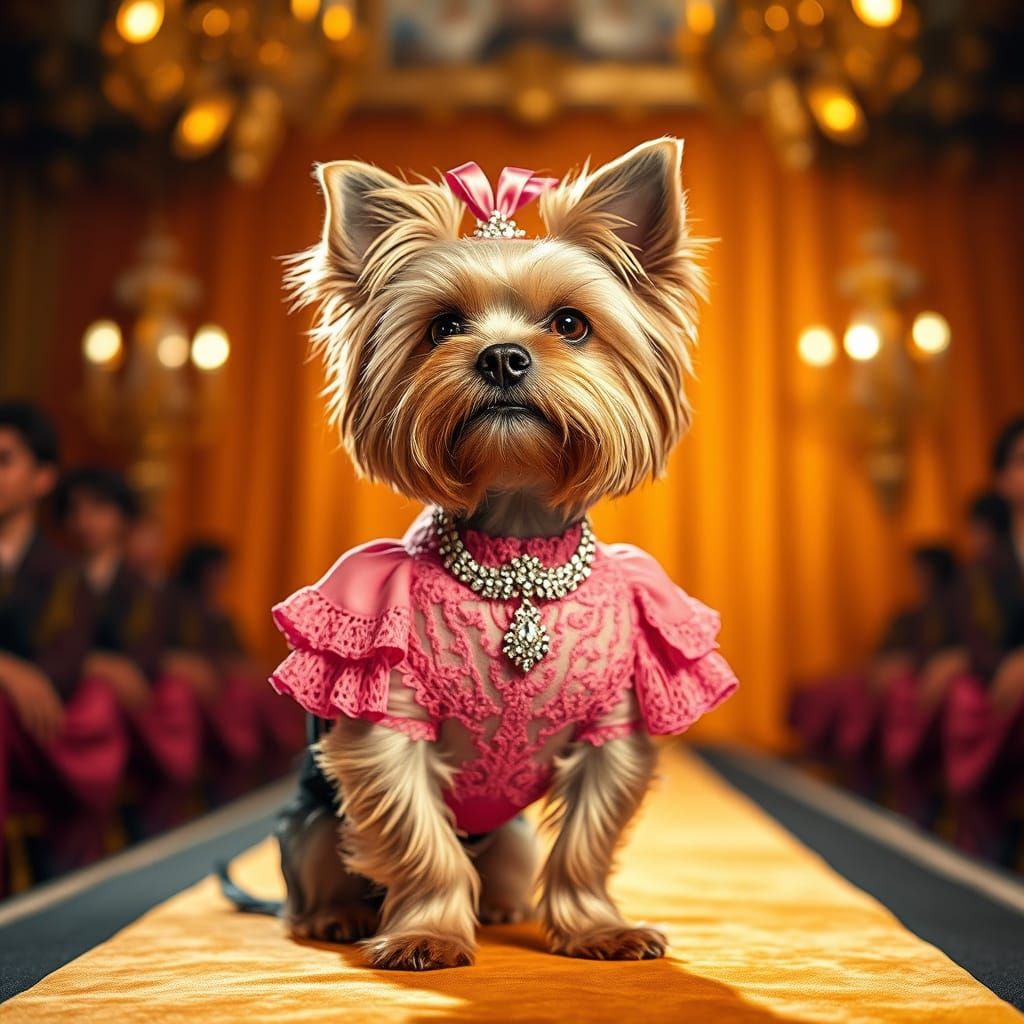 Luxury Fashion Yorkshire Terrier in Couture Attire