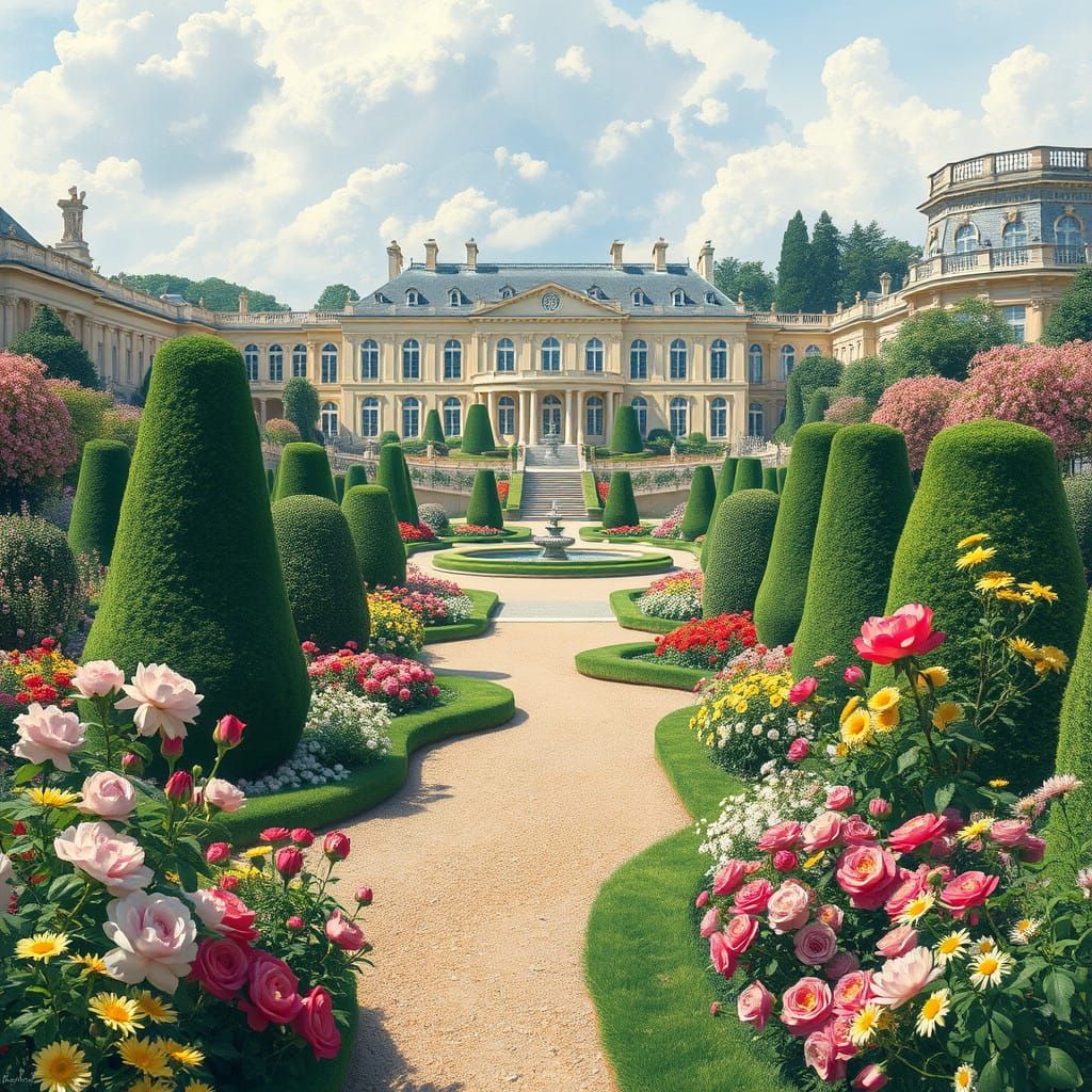 Elegant French Formal Garden in Whimsical Color
