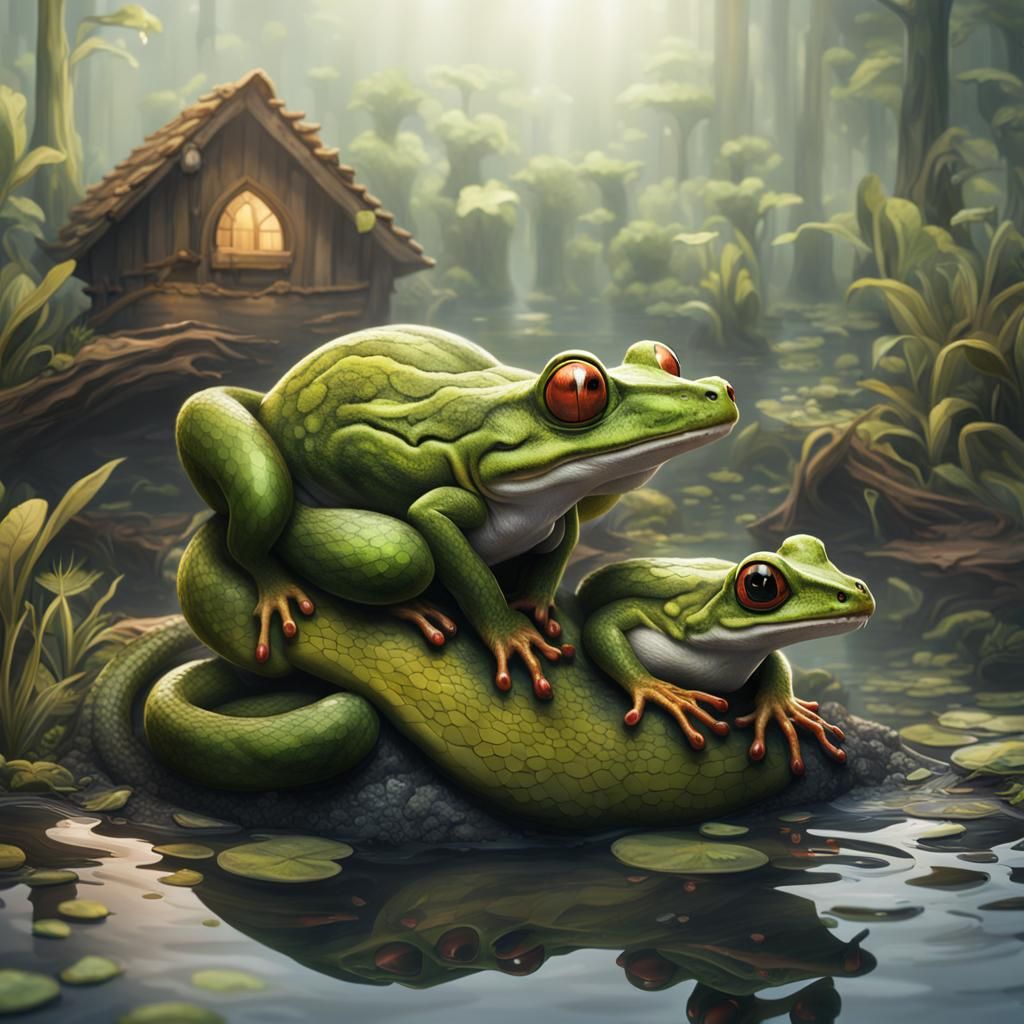 Animals Enjoying Company After Flood as Matte Painting