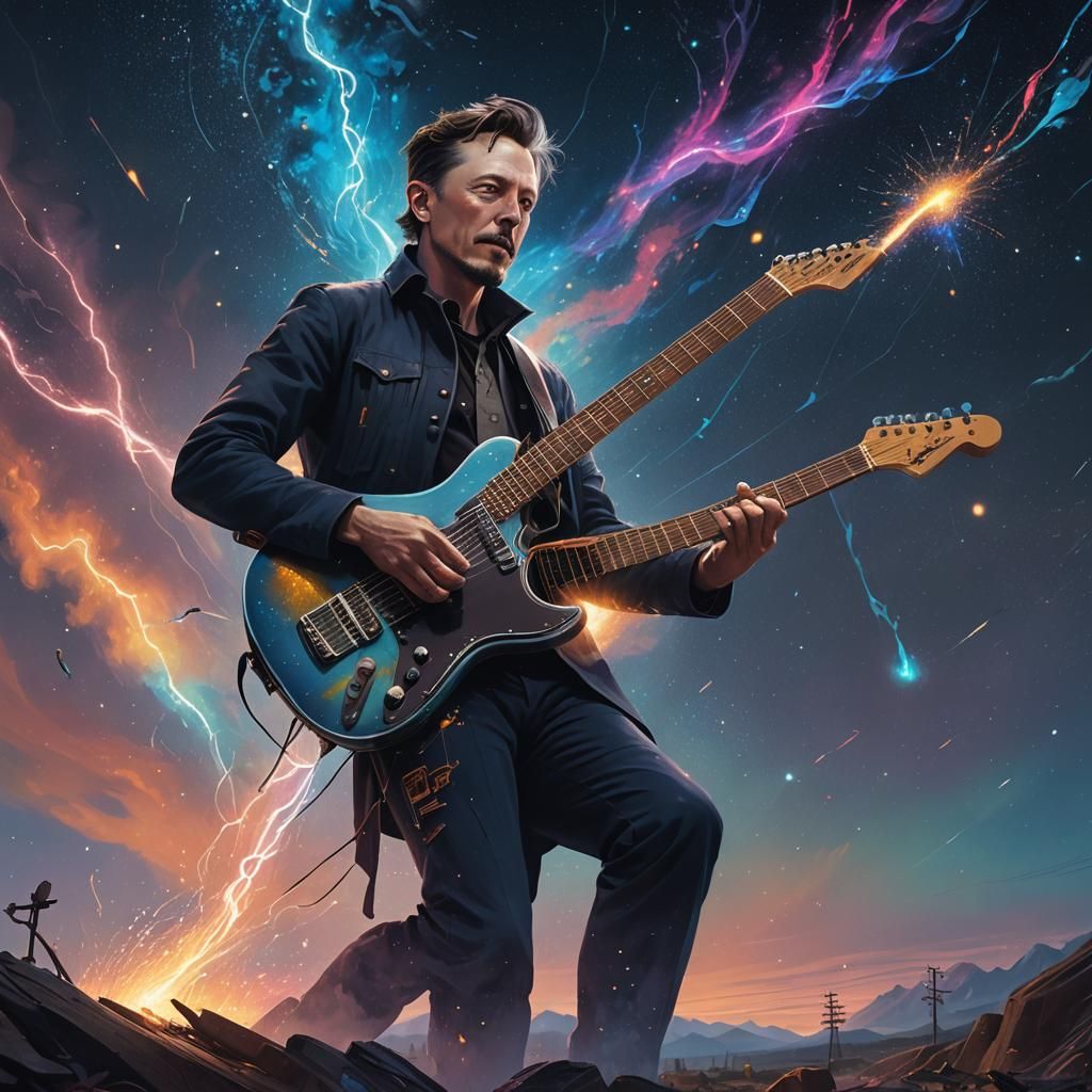 Tesla Paints the Universe with Electric Guitar