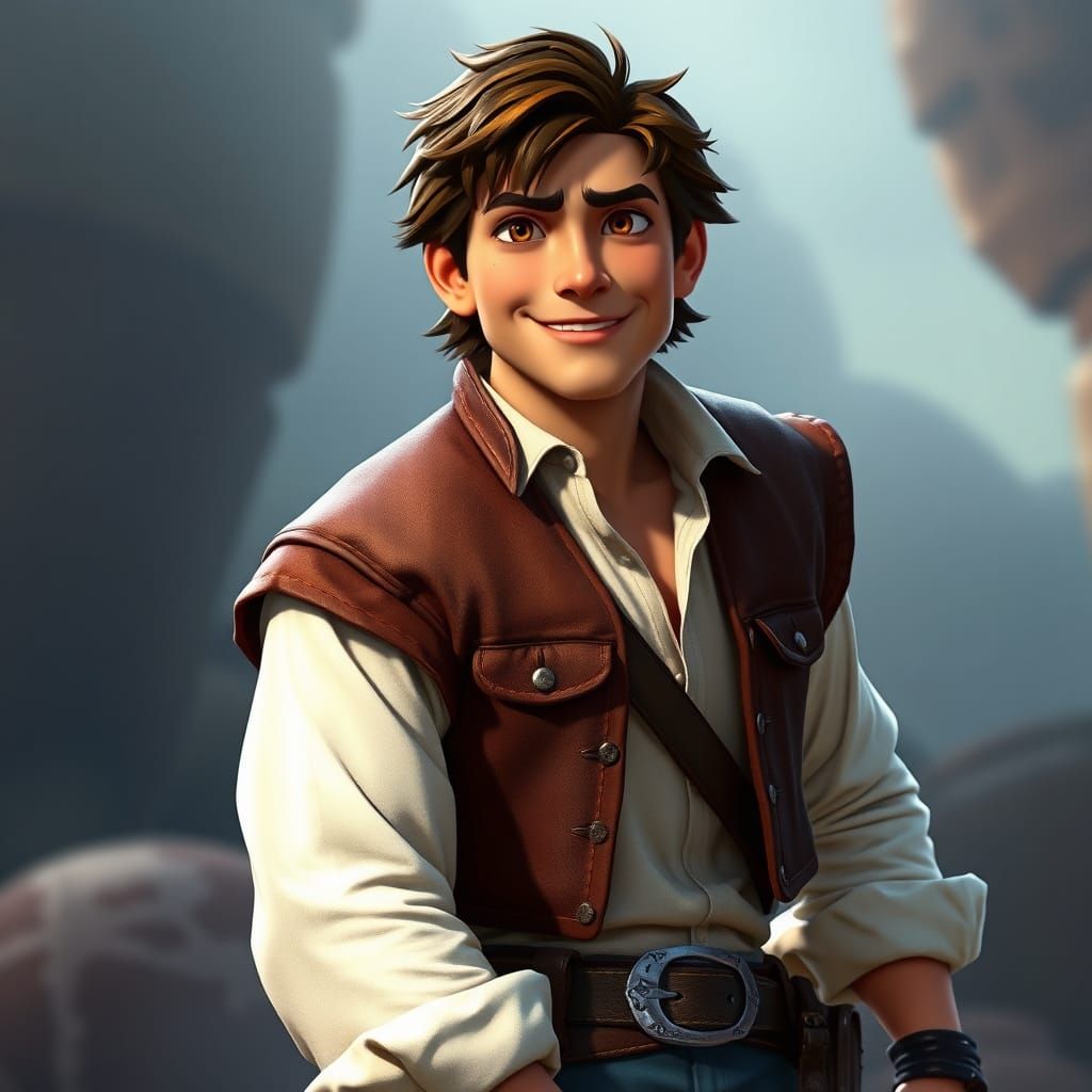Heroic Flynn Rider Portrait with Detailed Textures
