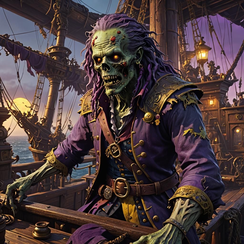 Zombie Pirate Ship in Dark Fantasy Style