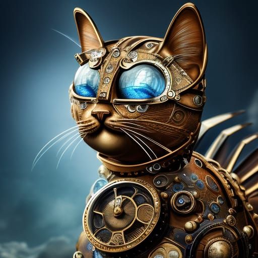 Steampunk Fabergé Cat: Intricate Artstation Detail