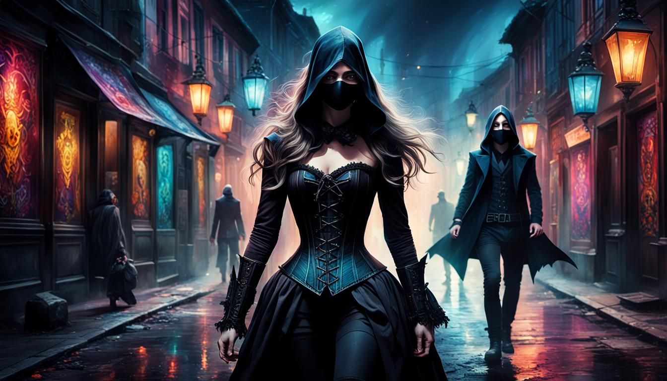 Gothic Couple in Dark Fantasy Splash Art Scene