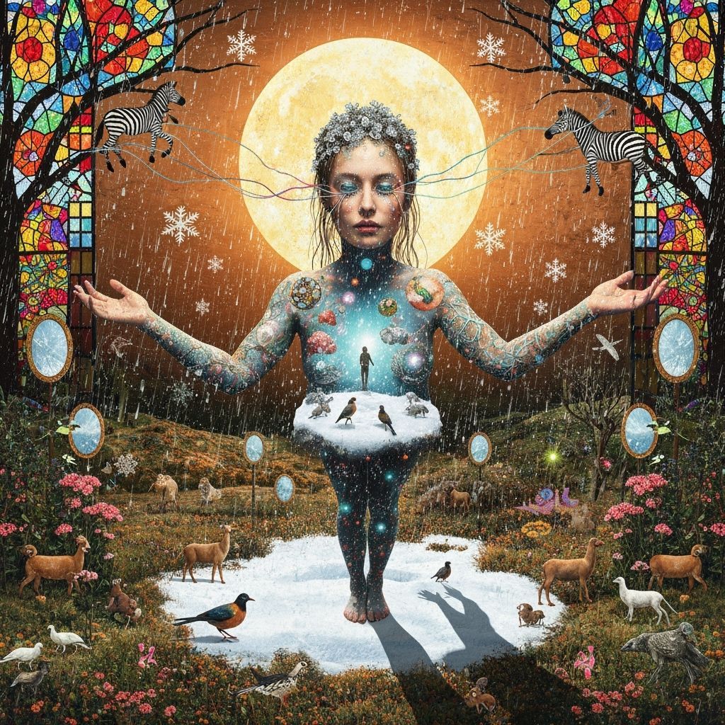 Mystical Shaman in Bioluminescent Frozen Oasis