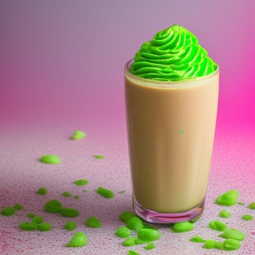 Delicious Light-Green Milkshake on Pink Background
