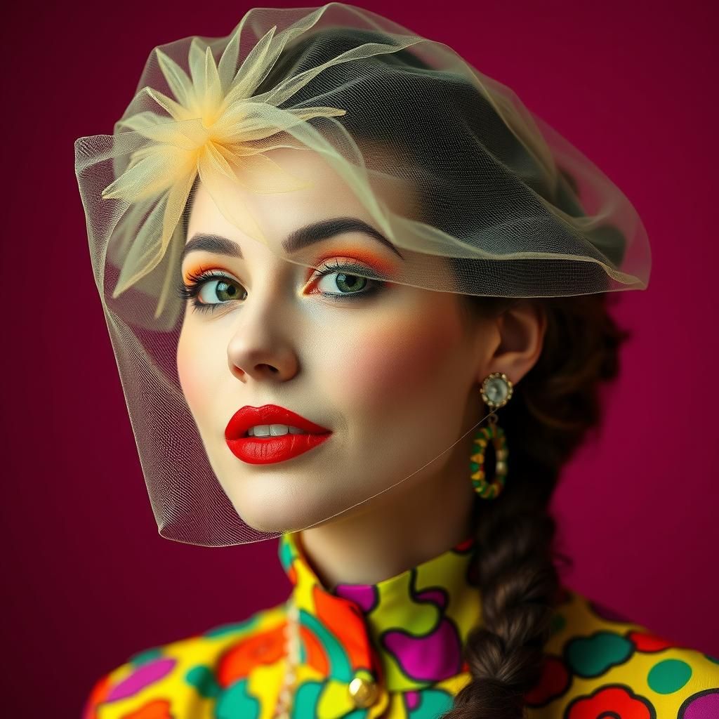 Kitschy Pinup Lady in Fluorescent Attire