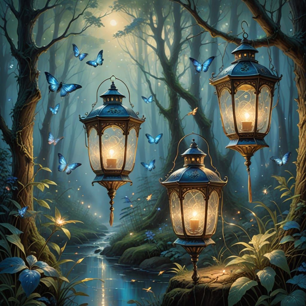 Enchanted Forest Scene in Whimsical Style