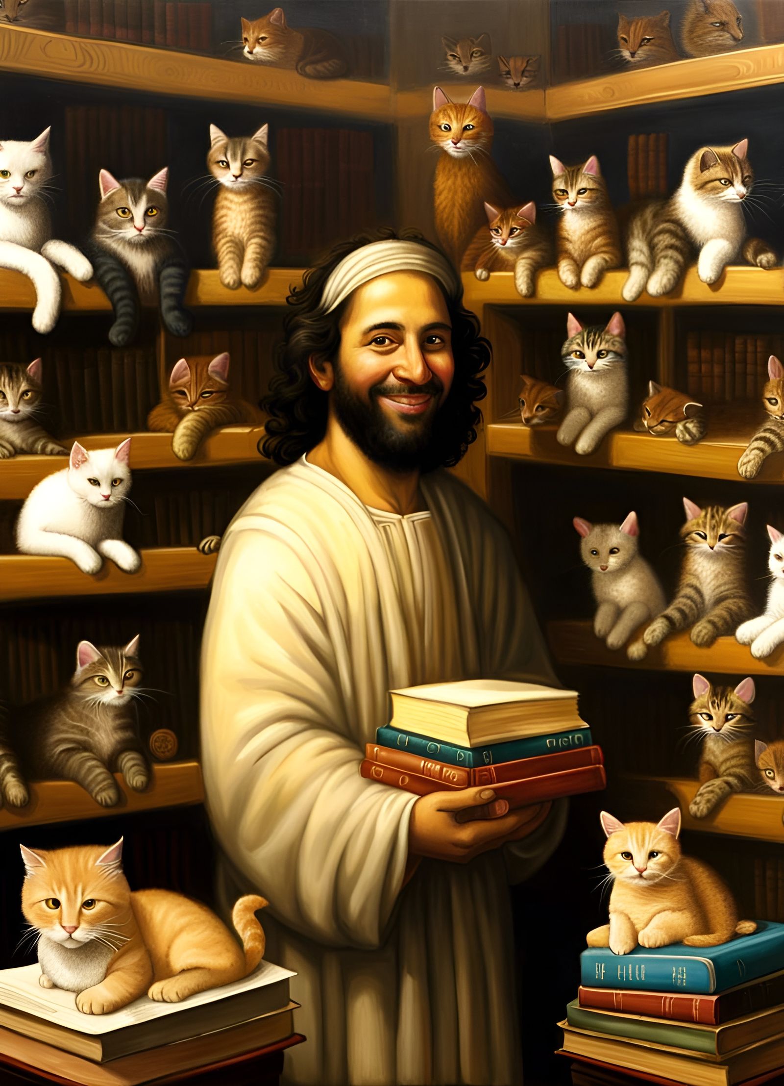 Heavenly Library Cat Cafe: Art Deco Painting