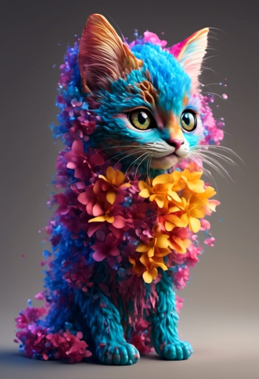 Little pussycat all brightly dressed up.