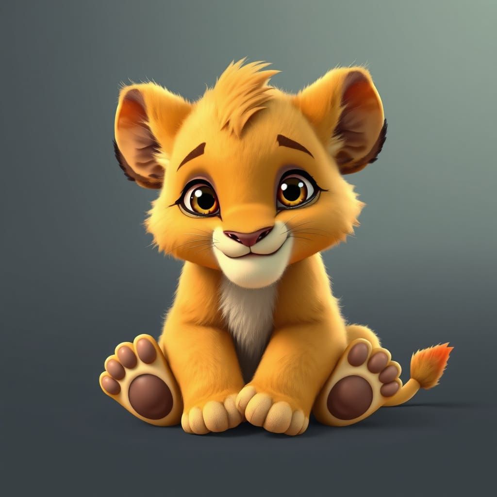 Whimsical Golden Lion Cub in 3D Animation