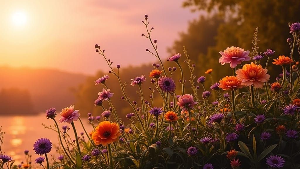 Vibrant Field of Flowers in Impressionist Style