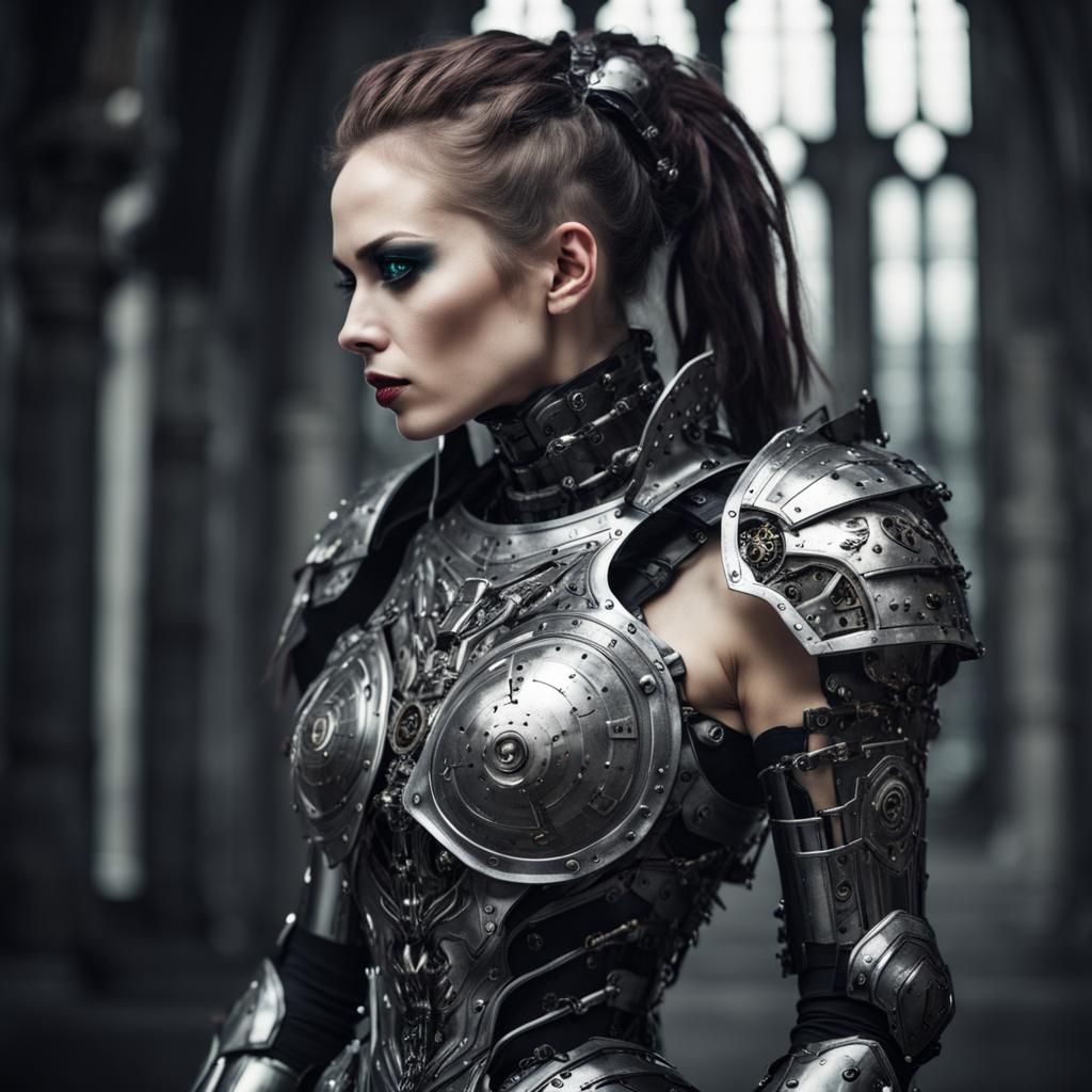 Cyborg Woman in Gothic Armor
