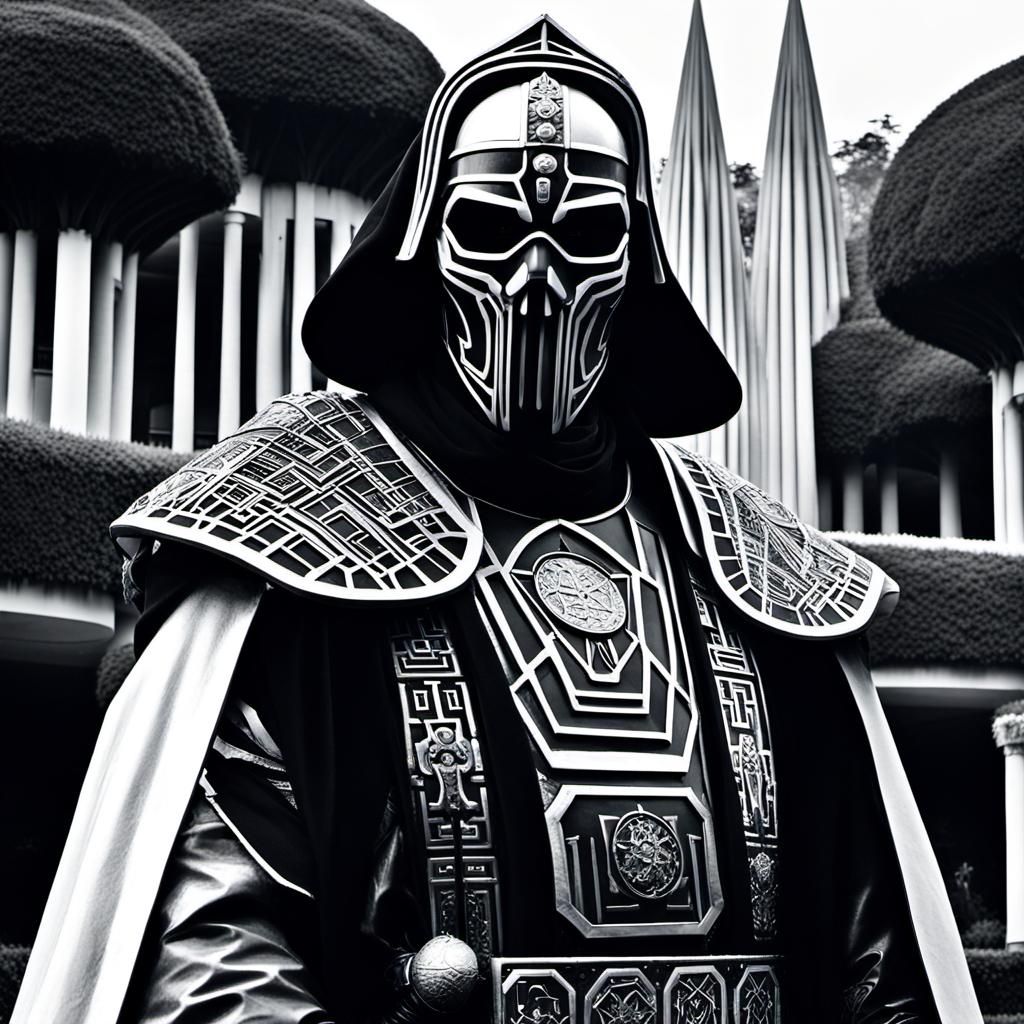 Cyborg Soldier in Cyberpunk Monastery