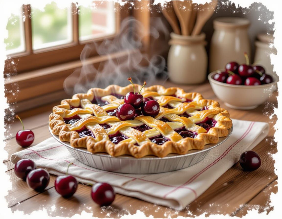 Fresh Cherry Pie Still Life in Magazine Quality Photo