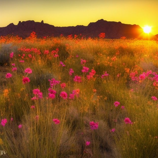 Desert Flowers at Sunrise in 8k