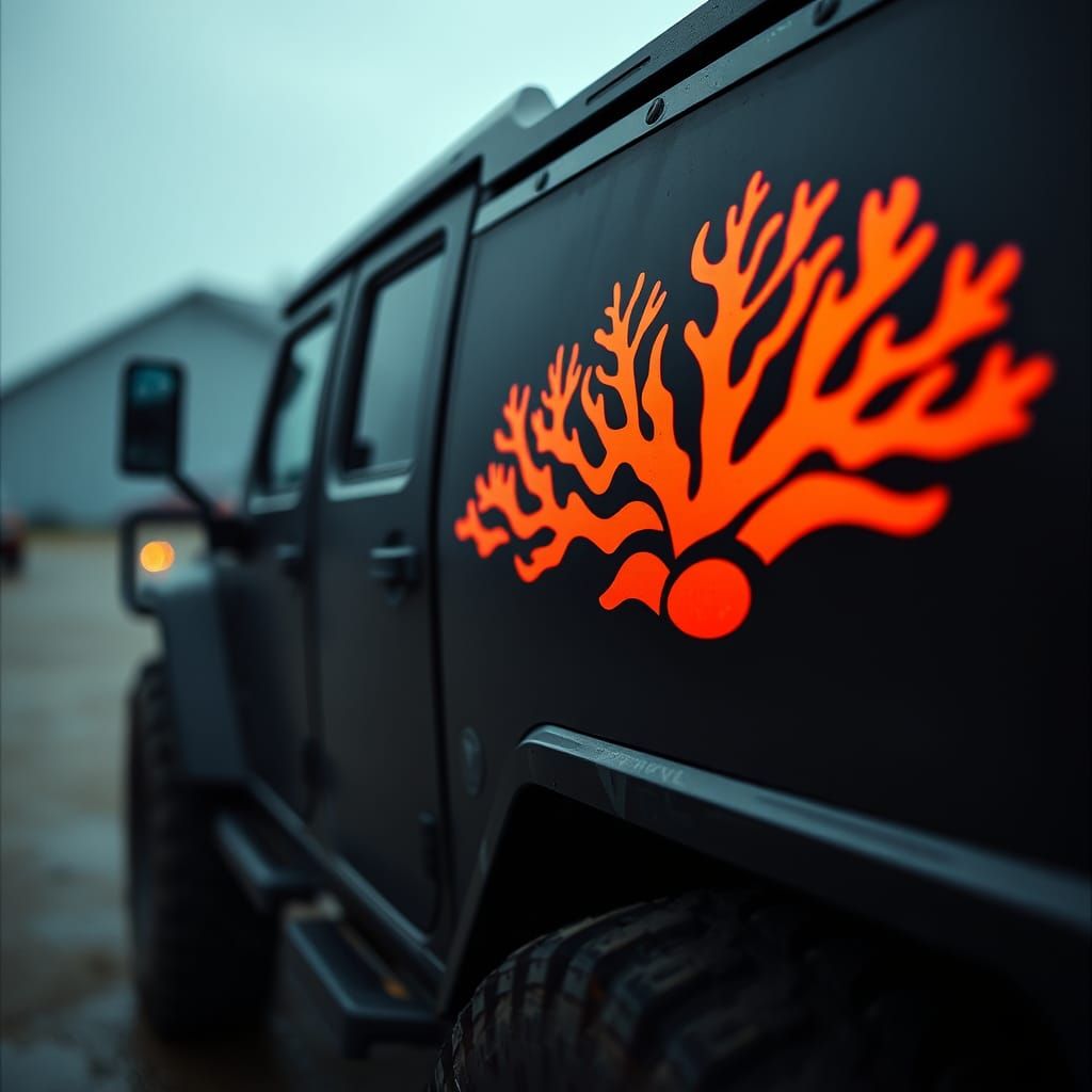 Mercenary Vehicle with Fluorescent Coral Reef Logo