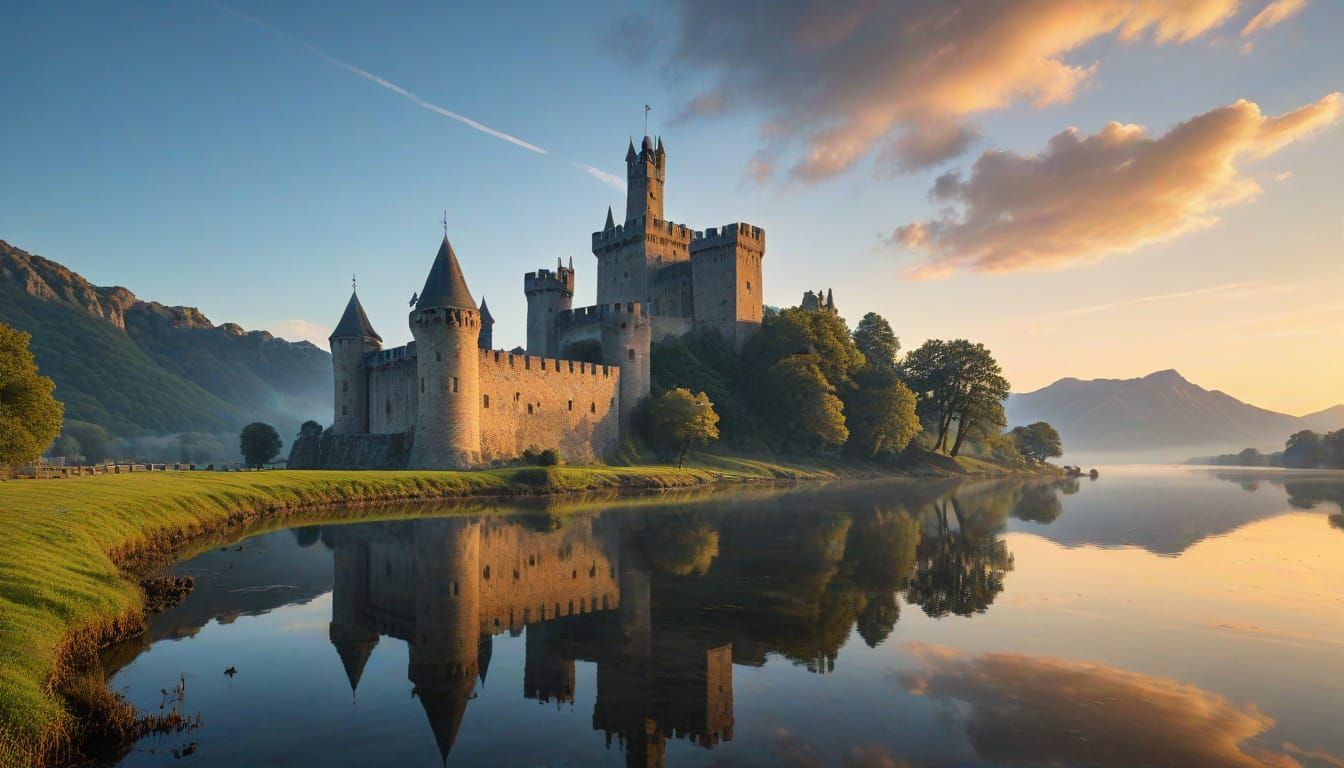 Medieval Castle Reflected in Tranquil Waters