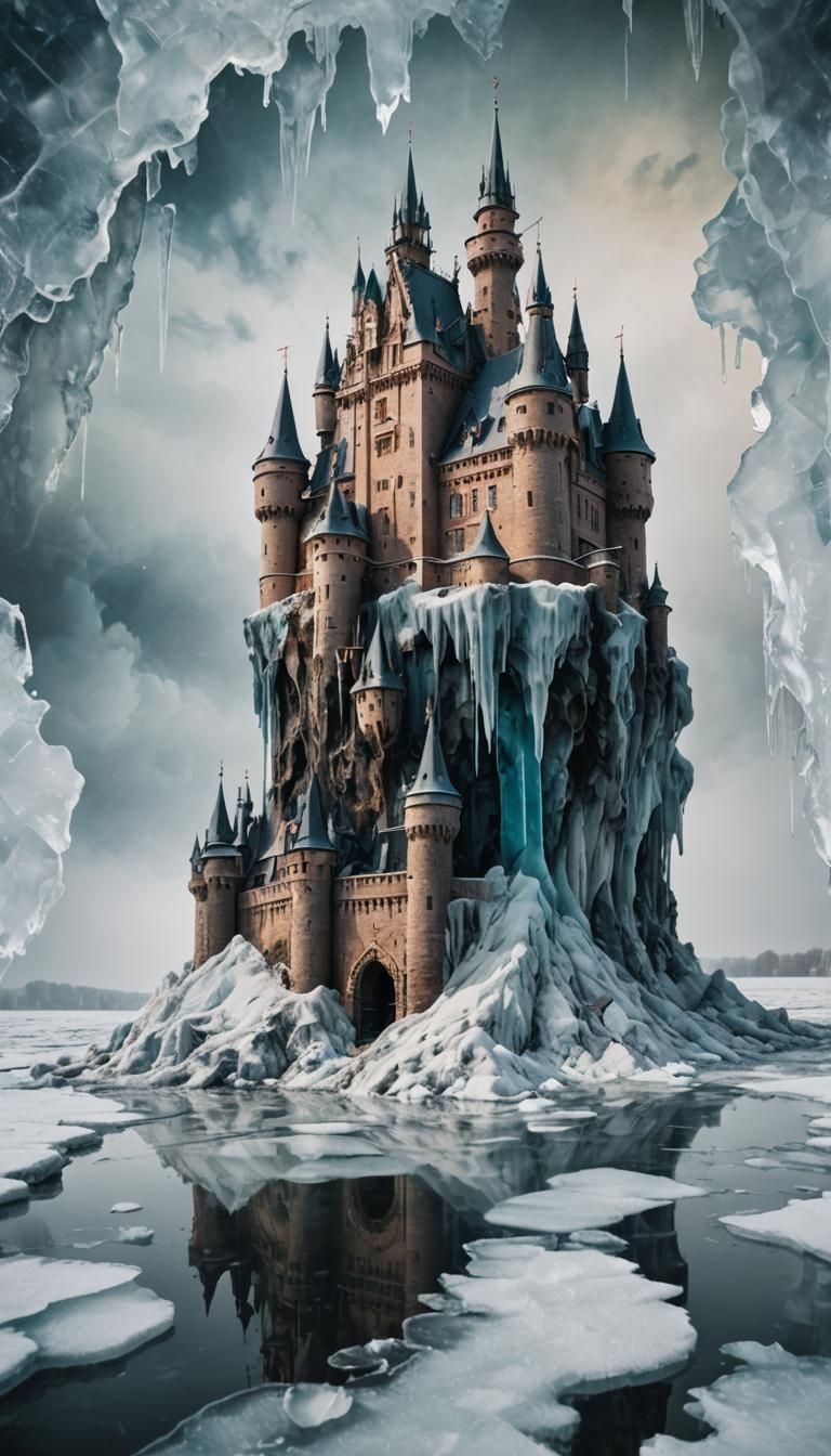 Princess in Ice Double Exposure Alcohol Ink Painting