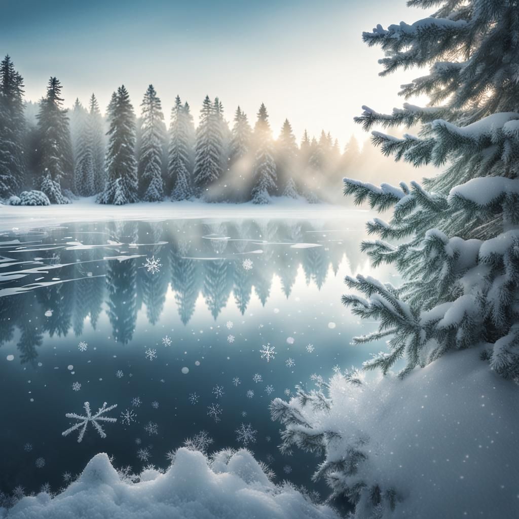Serene Winter Landscape with Gentle Snowfall