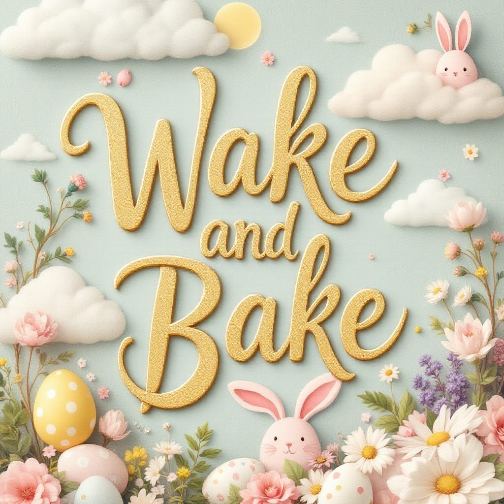 Easter Wake and Bake Wallpaper in Whimsical Art Nouveau Styl...