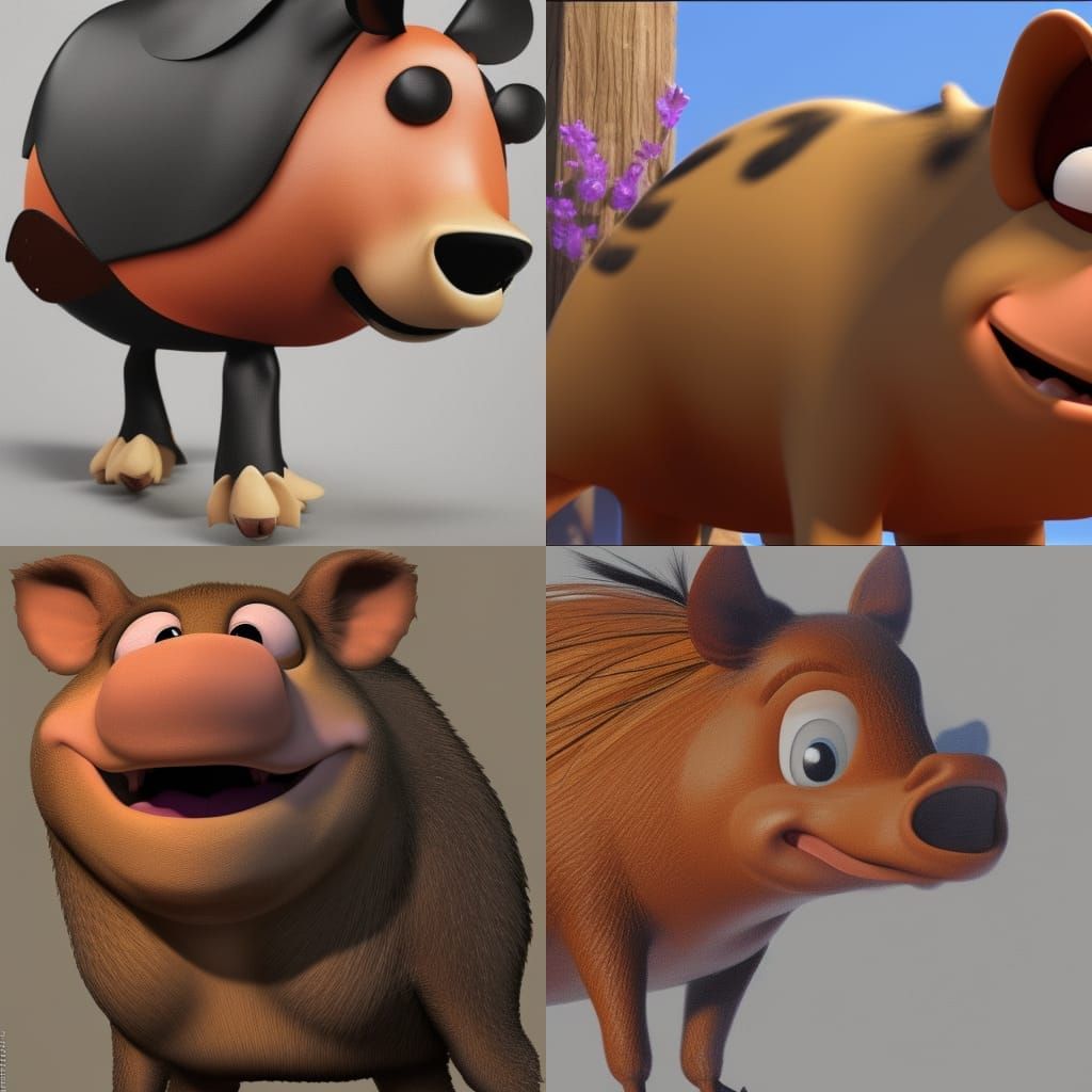 Boar in Leather Jacket as Pixar 3D Art