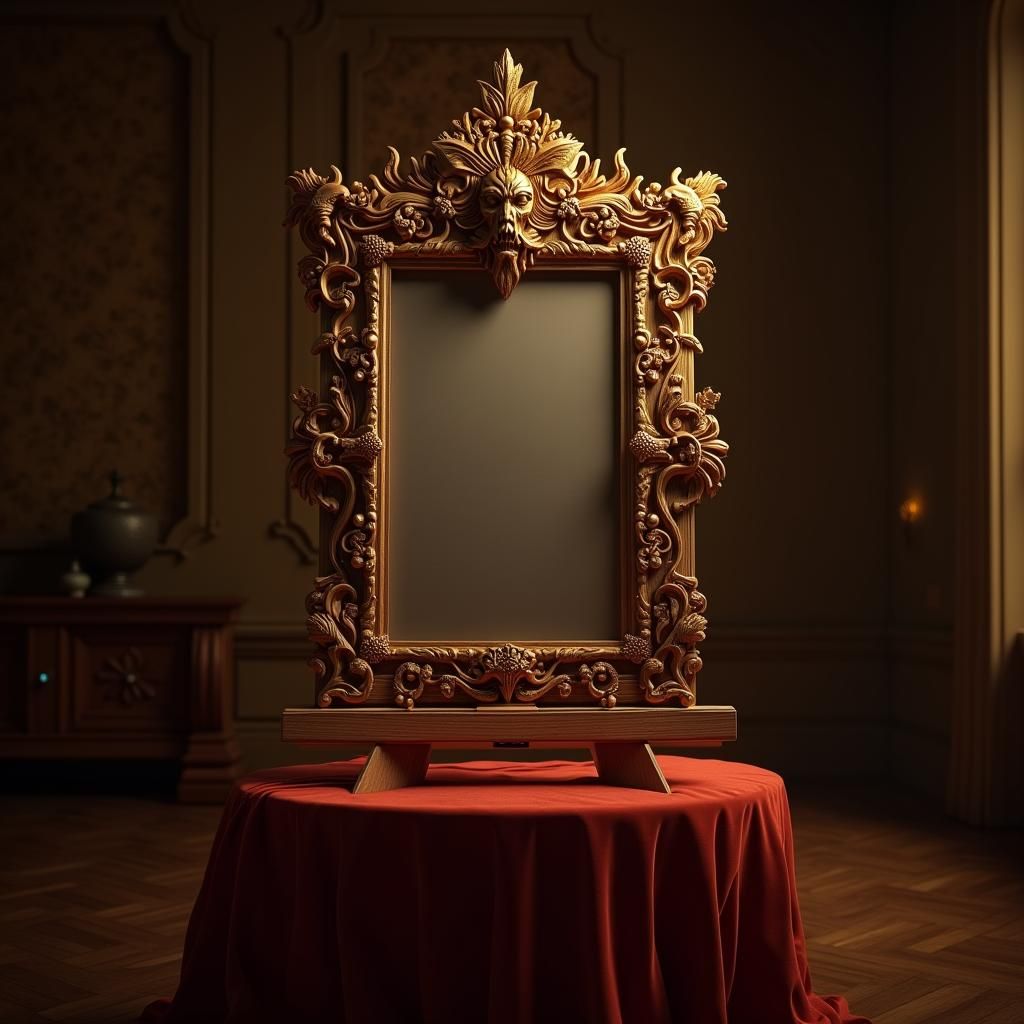Mystical Wooden Frame in Ornate Room
