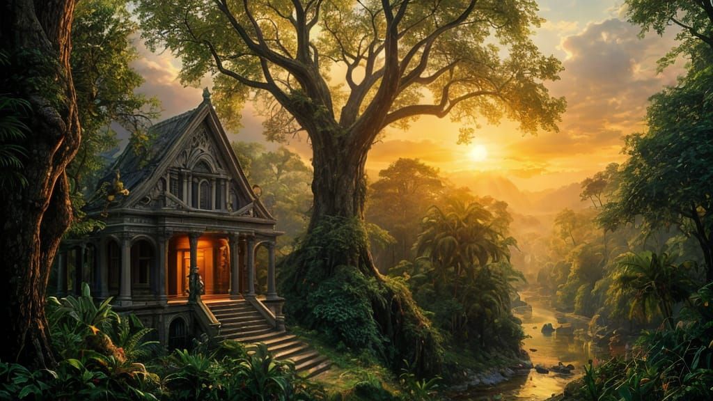 Goddess of Nature in Amazon Rainforest, Baroque Style