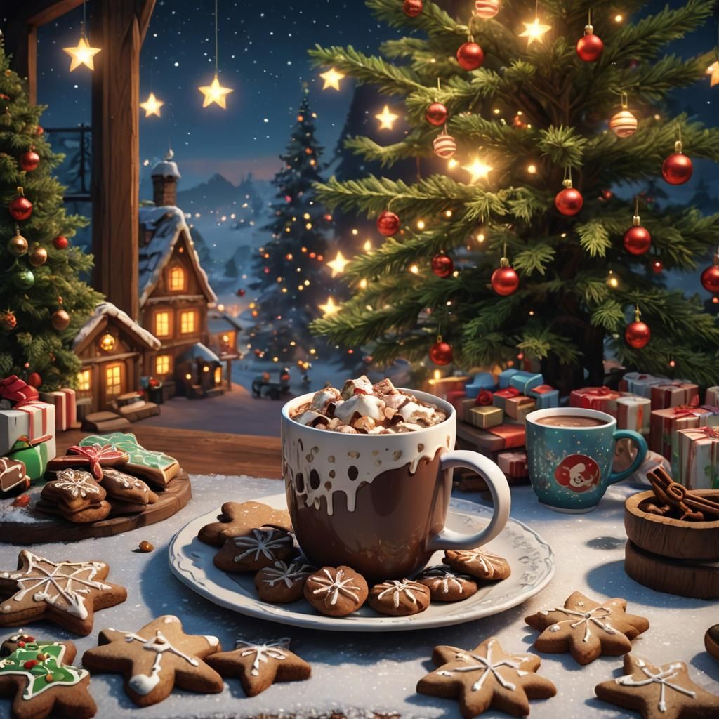 Festive Cocoa and Cookies in Children's Room
