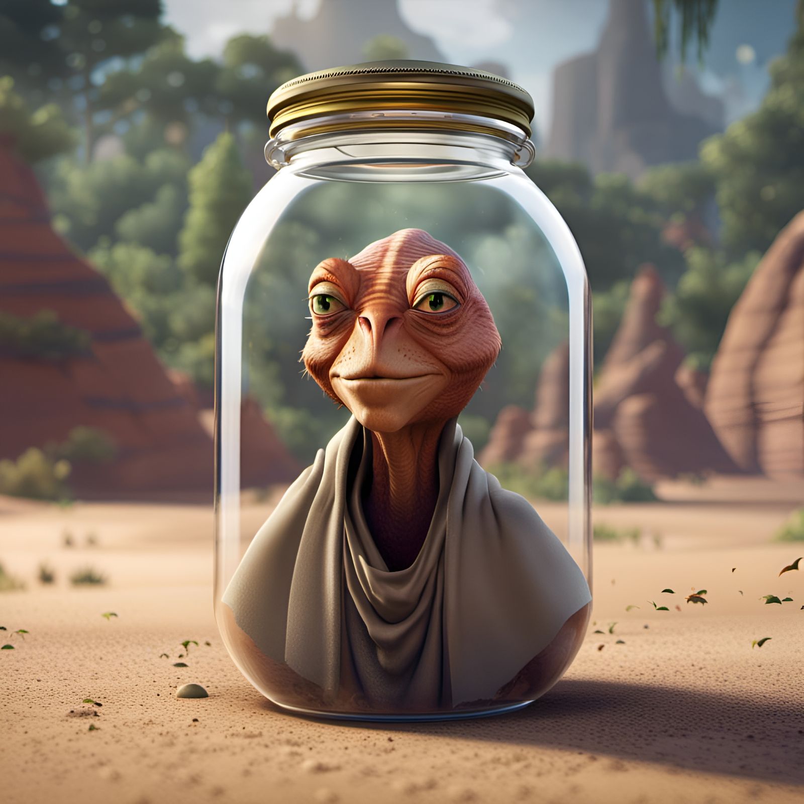 Jar Jar Binks Portrait in Glass Jar, 8k