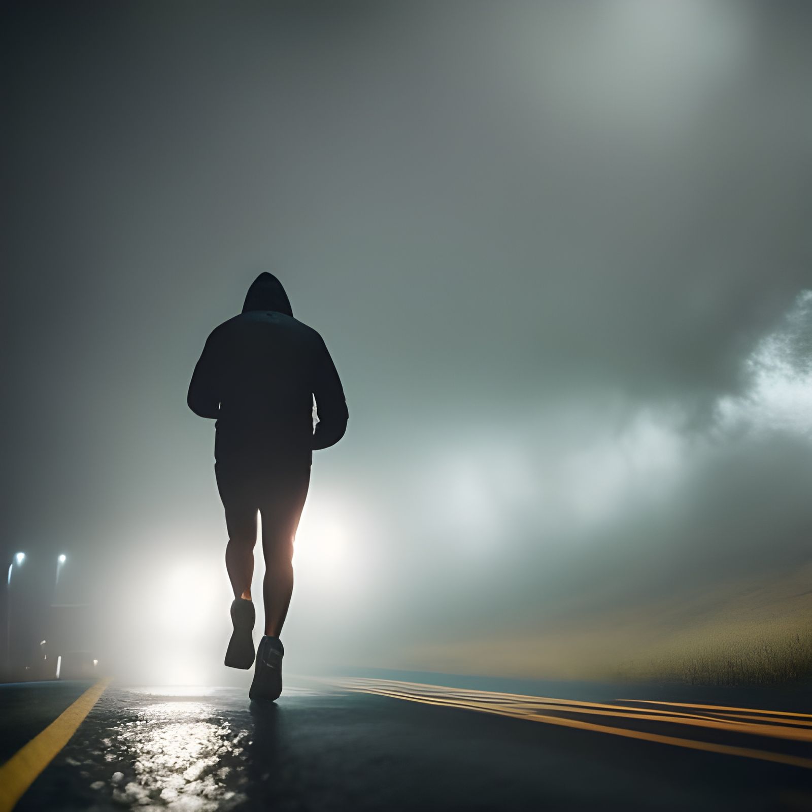 Runner in the Rain: Hyperdetailed Professional Photography