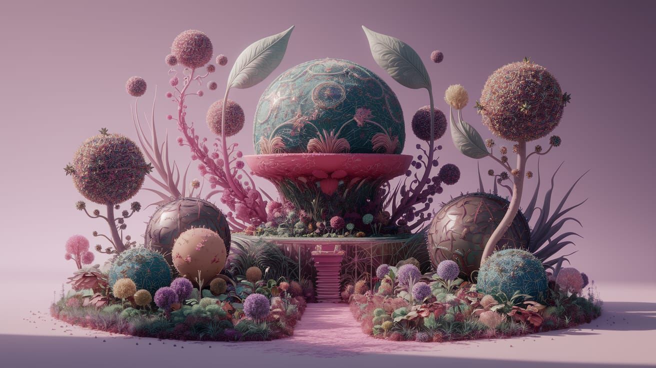 Dreamlike Cultivation Scene in Glitchscaper Style