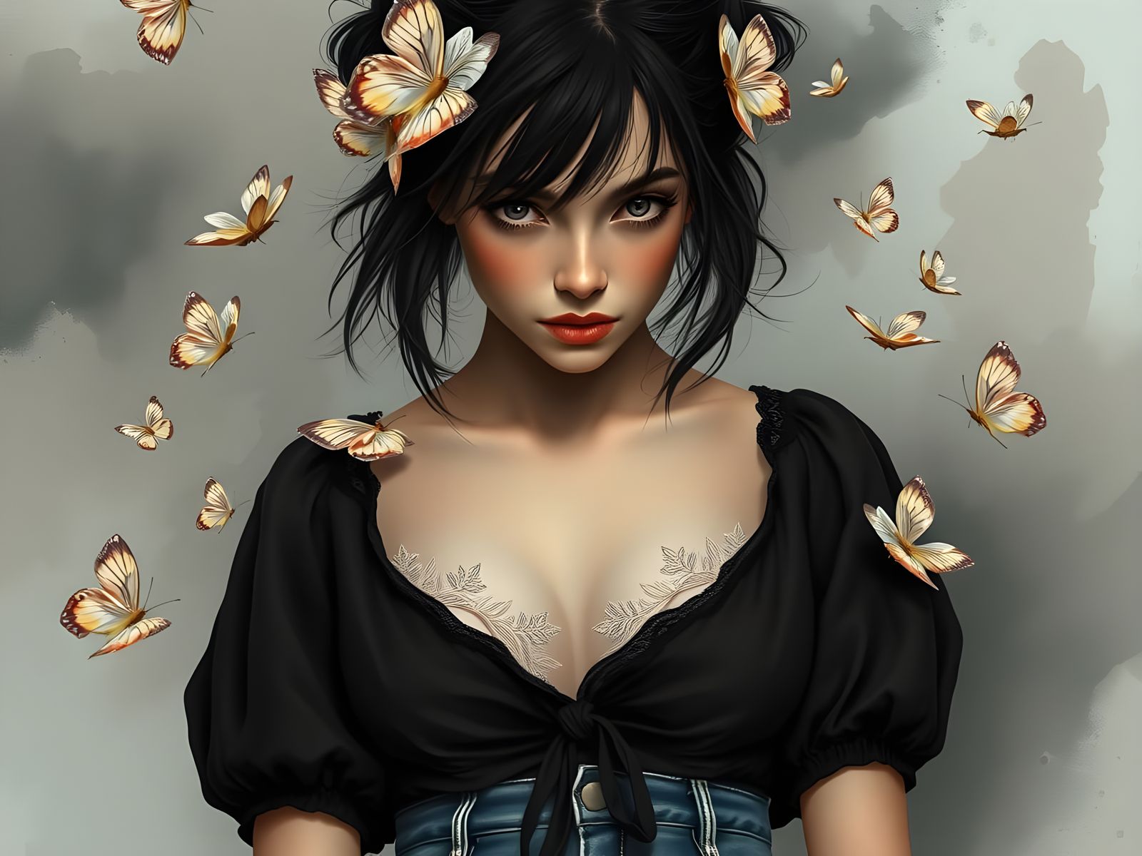 Enchanting Melancholy Portrait in Whimsical Surrealism