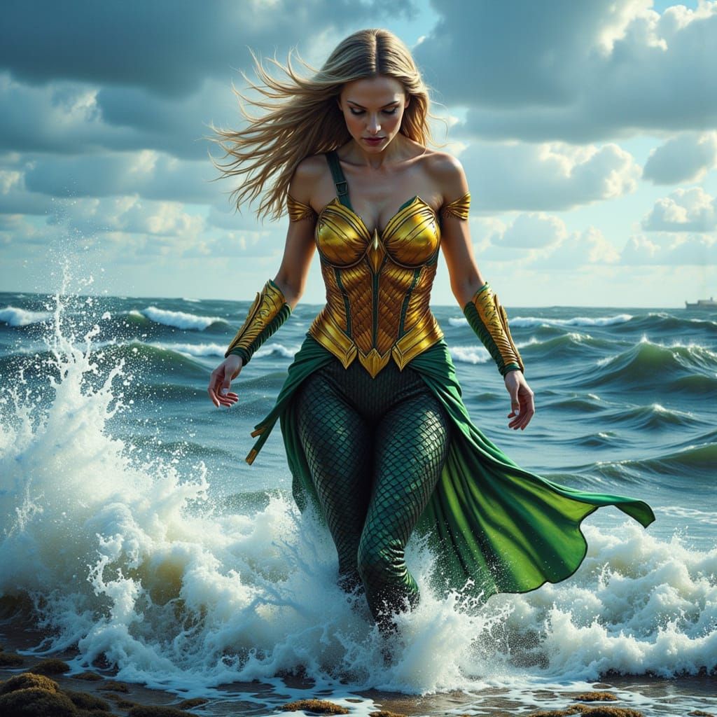 Ethereal Aquawoman Rises from the Depths in Vibrant Graphic ...