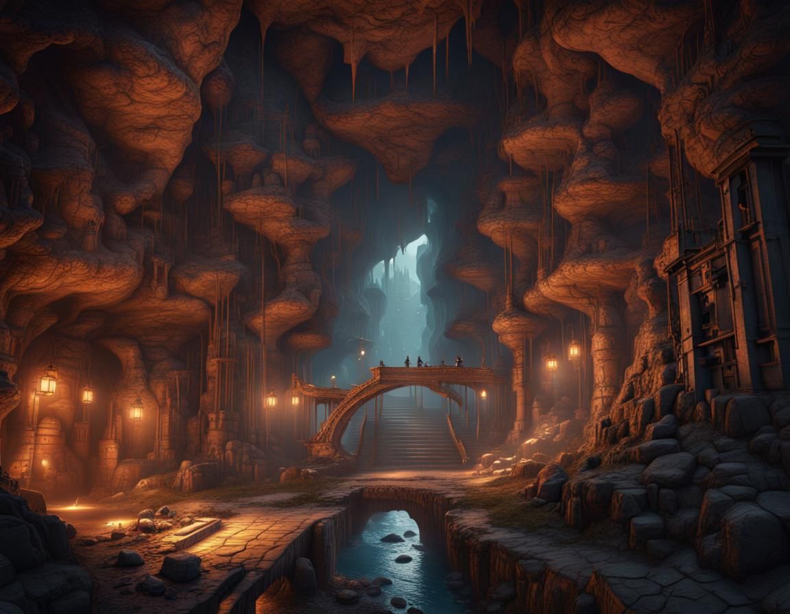 Fantastical Underground City Concept Art