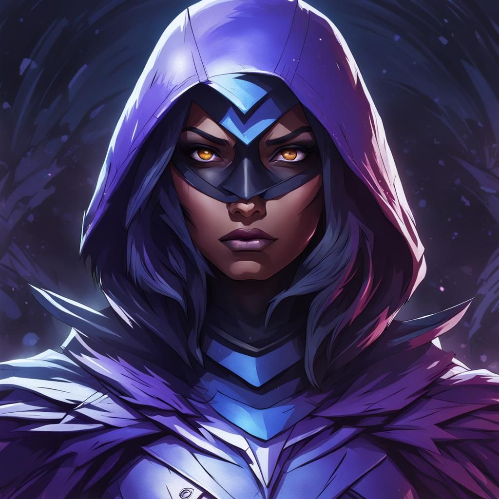 Raven Portrait in Art Nouveau Style