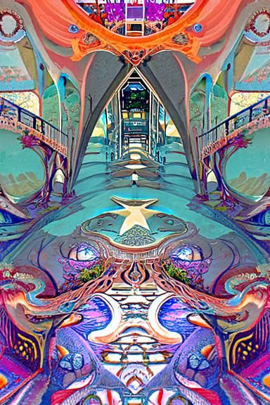 Otherworldly Walkway of Stars: Digital Art Nouveau