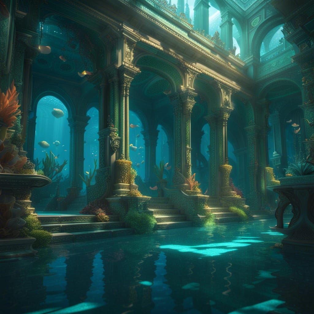 Stunning 3D Underwater Palace with Mermaids