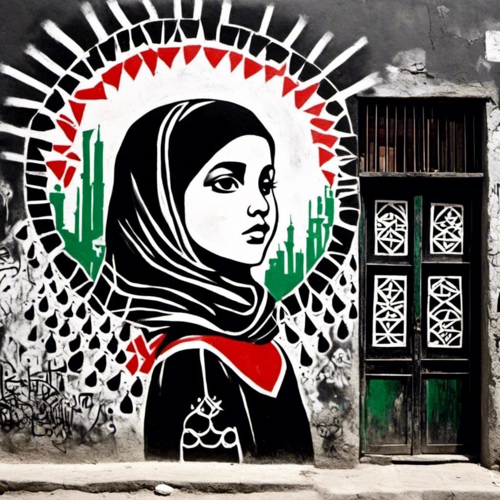 Girl's Defiant Palestinian Graffiti Drawing