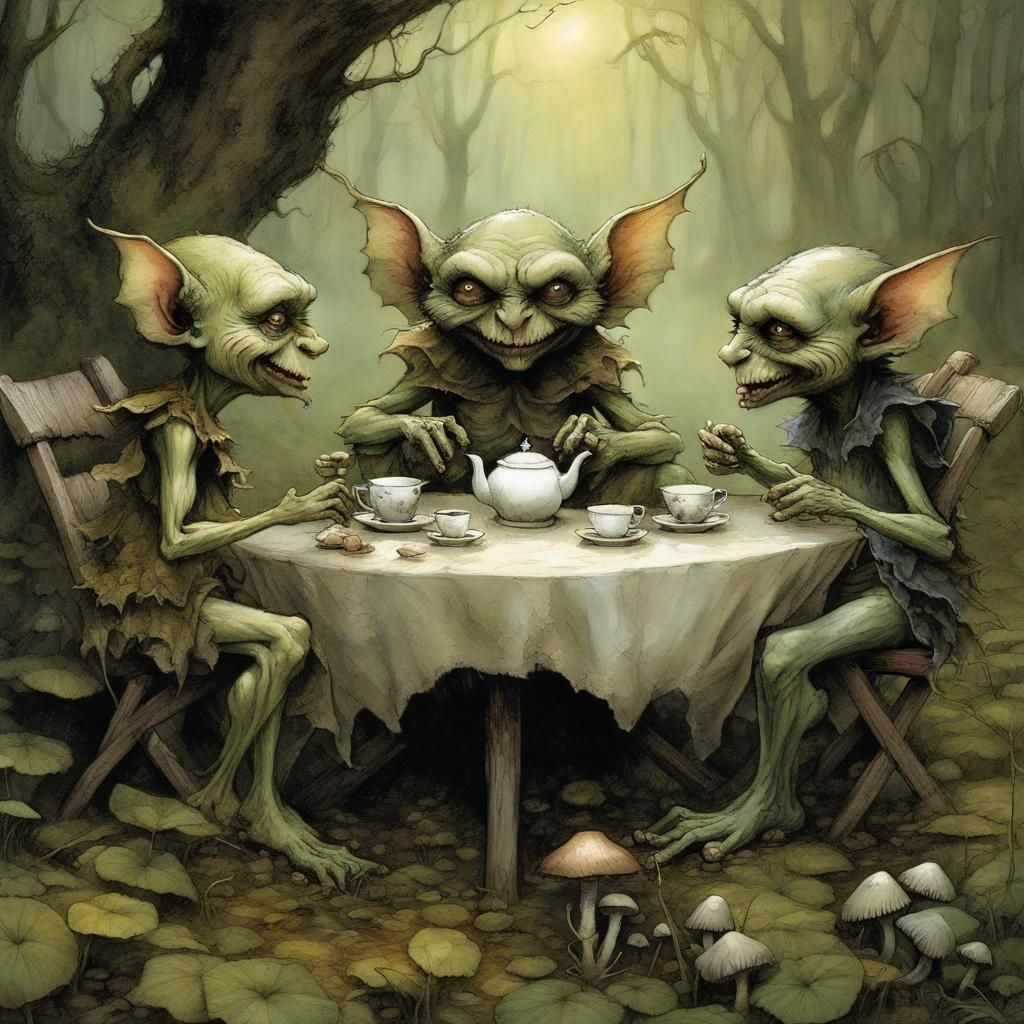 Fairy Goblins Tea Party in Enchanted Swamp
